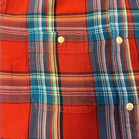 Old Navy Burnt Orange & Teal Plaid Flannel Shirt Size Medium - Picture 5 of 6